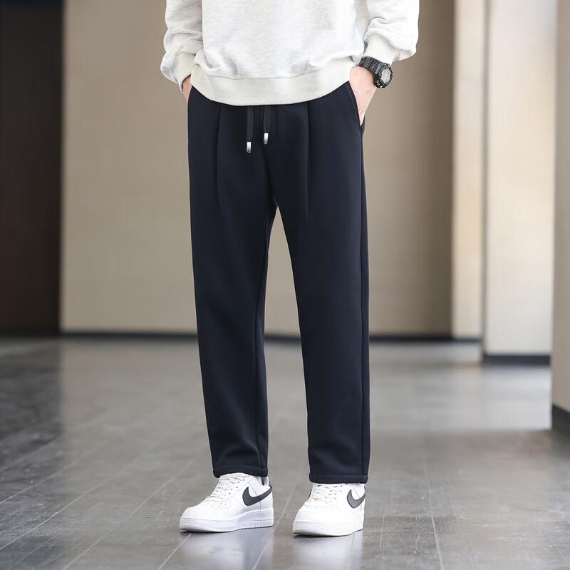 Fengxiao Men's Warm Loose-Fit Tapered Casual Pants