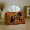1pc Two Sizes Available Persian Ethnic Tissue Box with Black Horse Geometric Golden- Napkin Storage Organizer for Kitchen,Car,Elegant Decorative Box,P