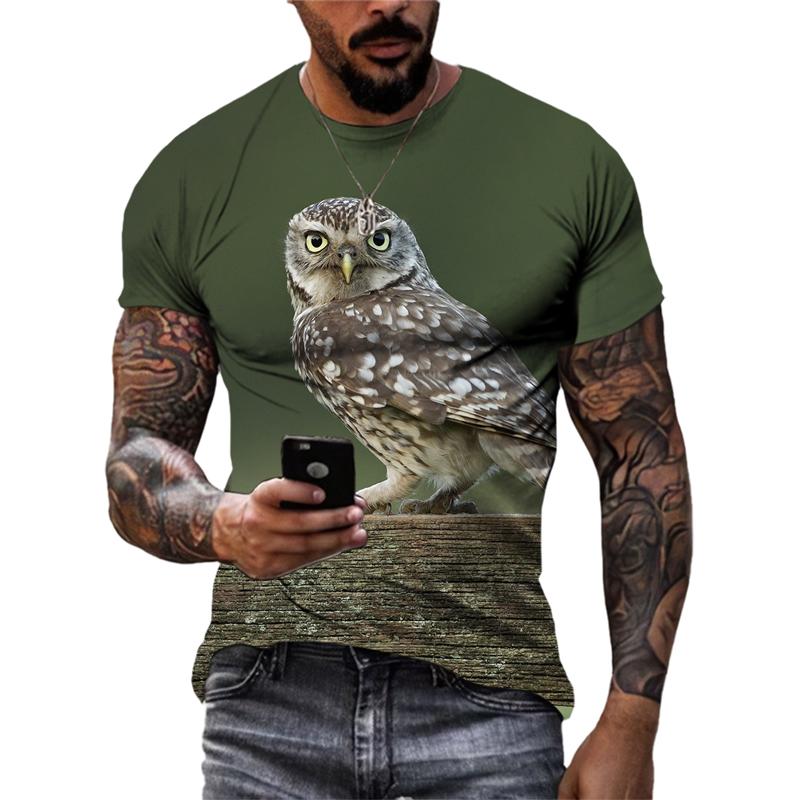

Креативные футболки с изображением совы, мужские модные повседневные футболки с 3D принтом, индивидуальные футболки с круглым вырезом и короткими рукавами L