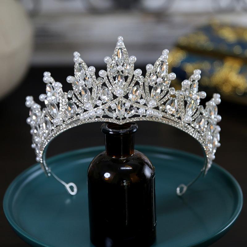

Pearl New Bride Wedding Crown Headdress Birthday Crown Main Wedding Dress Accessories Simple Wedding Dress High End Hair Accessories for Women