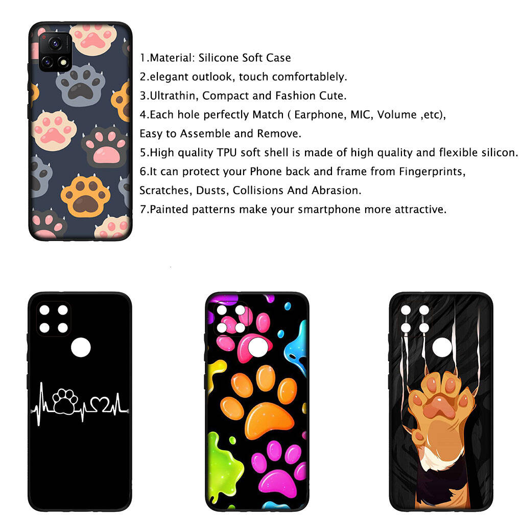 Hülle für iPhone 17 16 15 Xiaomi Poco Redmi Note 14 13 12 11 Pro Max 9 16e Samsung Galaxy S25 S24 S23 14C A56 OPPO Huawei Niedliche Hunde Pfote Katze Handyhülle