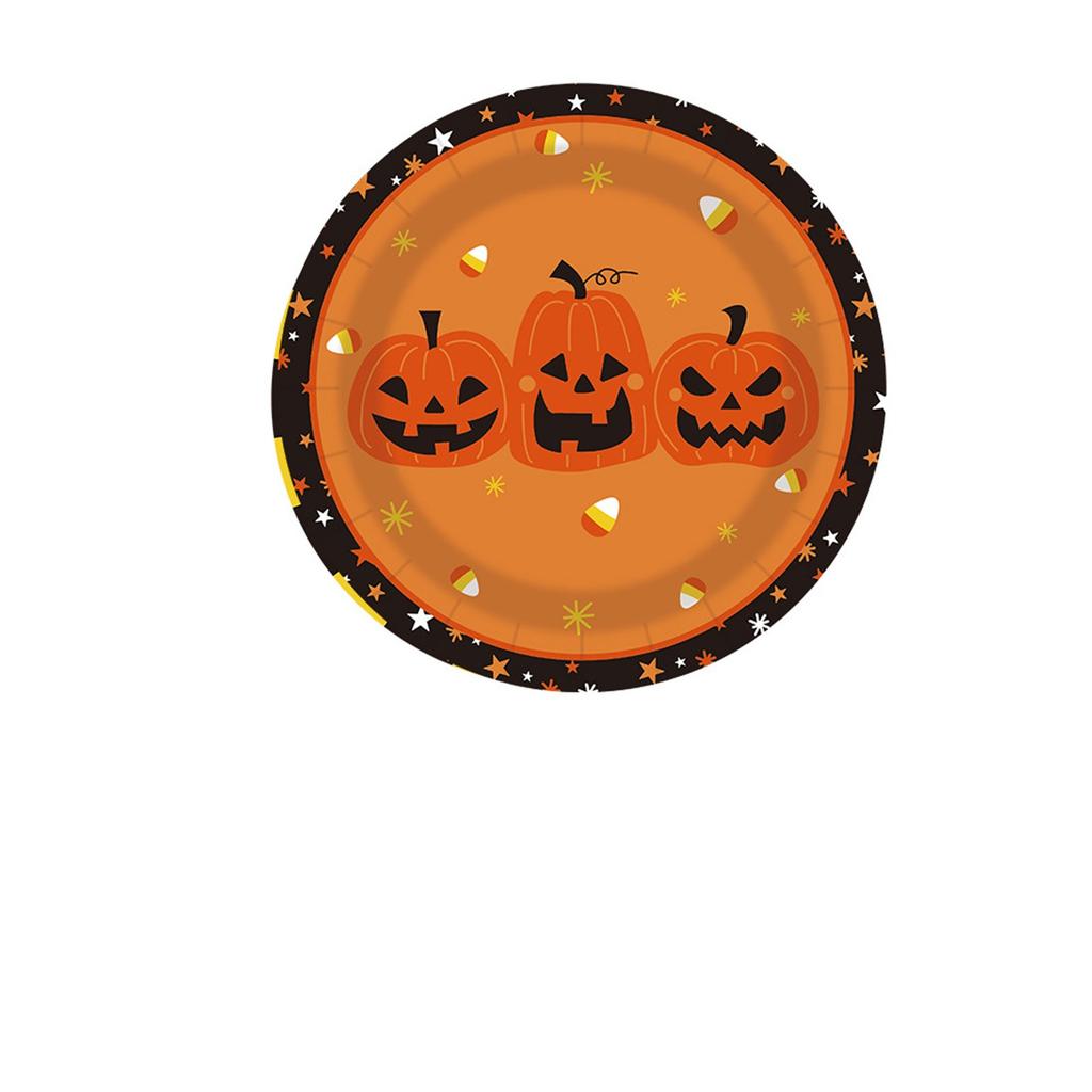 Halloween Pumpkin/ Ghost/ Party Disposables Printed Tissue Paper Plate Plastic Knife And Fork Party Set
