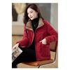 Red Loose Fit Short Puffer Coat for Women Winter Fashion Lightweight Slimming Cotton Jacket