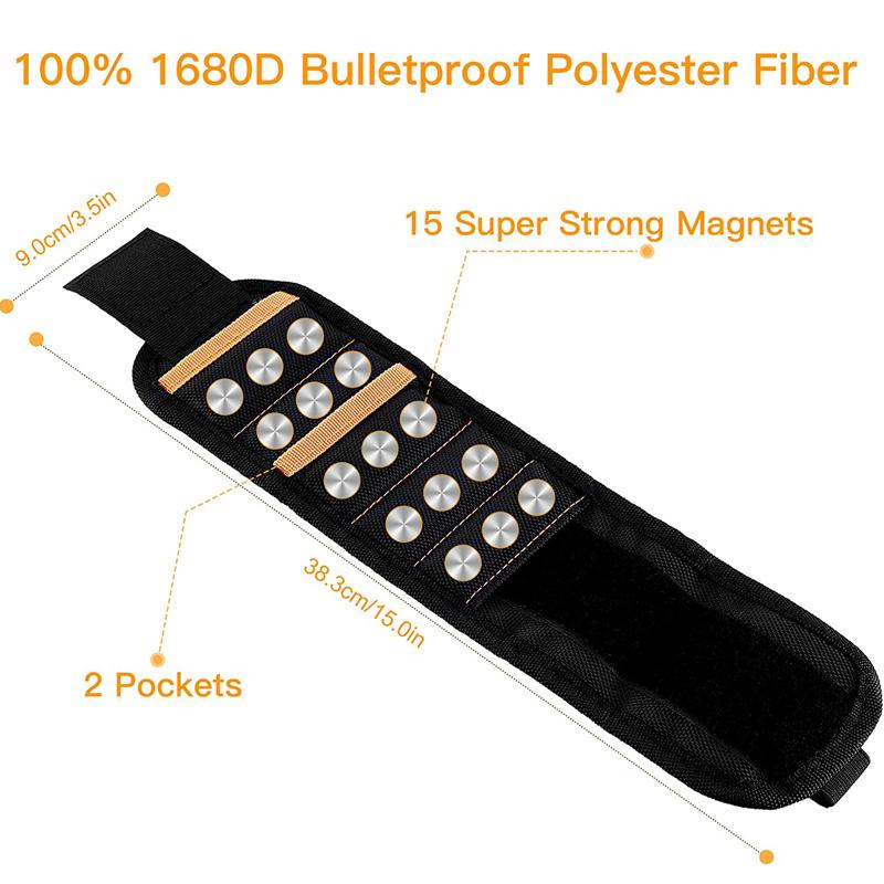 Magnetisk armbånd med sterke magneter Holder skruer Spiker Bore Organizer Oppbevaringsbelte Verktøy Oppbevaringshåndledd