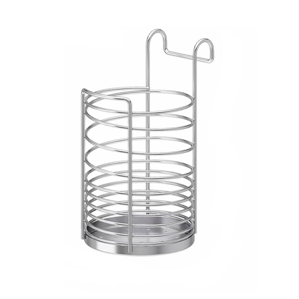 

Stainless Steel Chopsticks Cage Space Saving Kitchen Drain Rack Hanging Cutlery Holder Table S срібний