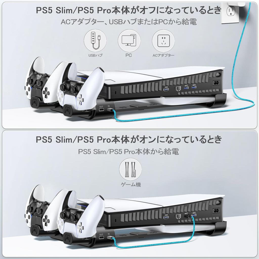 With PS5 Pro and New PS5 PS5 Horizontal Stand with Fan Speed PS5 Slim Controller Charging Improved Heat Earthquake Scratch Compatible with Both PS5