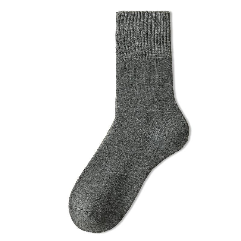 Thickened Loop Men's Mid-calf Socks, Warm Towels, Autumn and Winter Socks with Fleece, Black Business Long Socks