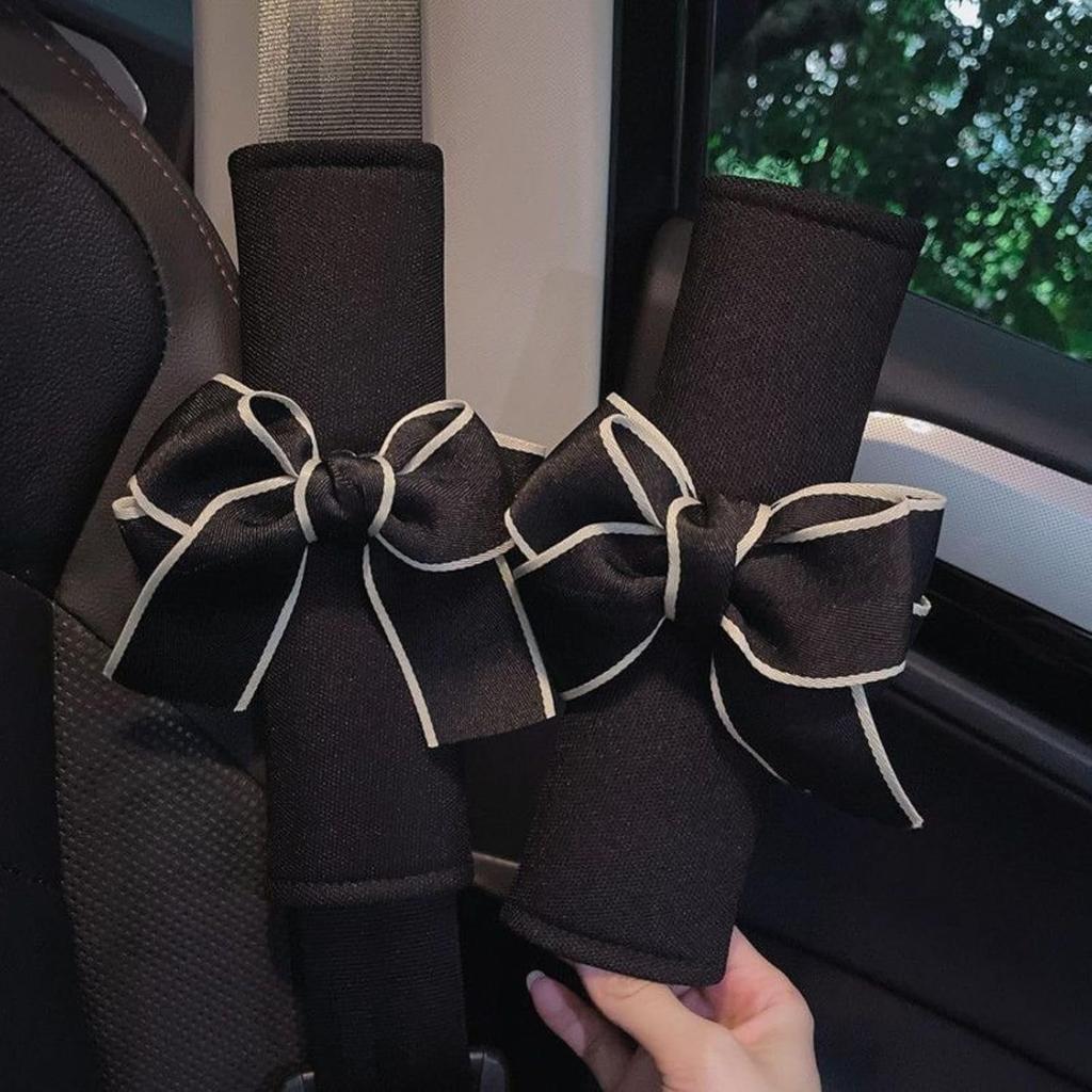 2 Set Car Seat Belt Covers with Cute Bow for Women Girls Kids, Seat Belt Cover Pad for Shoulder Protector,Soft Auto Seat Belt Cover, Seat Belt