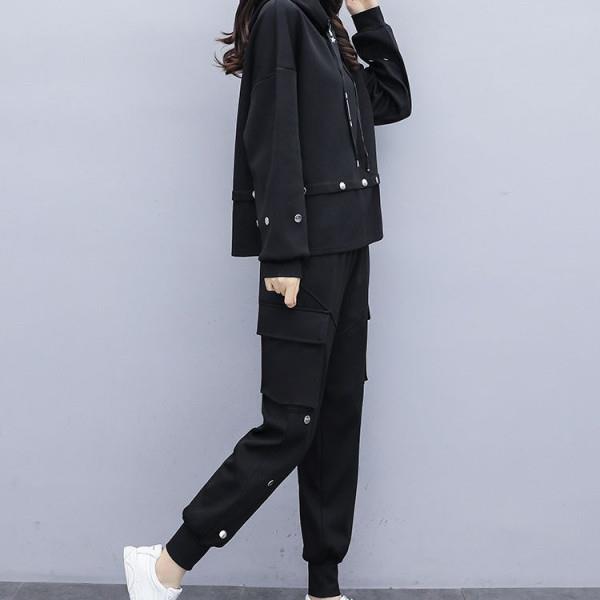 Plus-size Women's Autumn Clothing, Fashionable, Flesh-covering Sweatshirt, Slimming and Age-reducing Overalls, Two-piece Suit