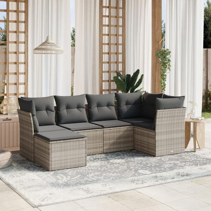 VidaXL Garden Lounge Set with Cushions 6 Pcs, Patio Sofas, Patio Furniture Set, Outdoor Furniture, Grey 3263178