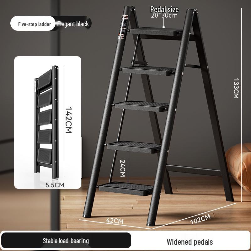 Folding A-Frame Ladder: Multifunctional, Thickened, 3-4 Step Indoor Ladder & Flower Stand