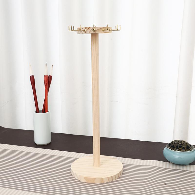 Walnut Solid Wood Calligraphy Brush & Pen Holder - Retro Desktop Ornament & Multifunctional Display Rack