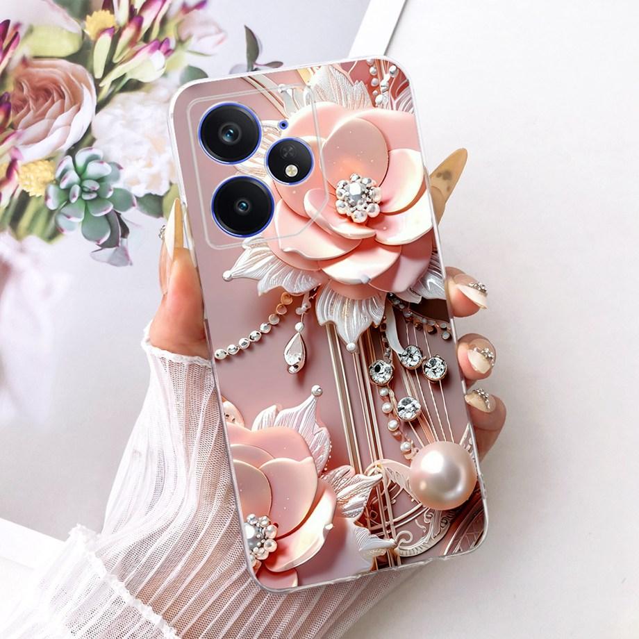 Etui na telefon Realme Neo7 Turbo Neo 7 Miękkie Przezroczyste Silikonowe Funda Wzór Kwiatowy Motyl Kokardka Smok Loong Tylna Pokrywa RMX5060