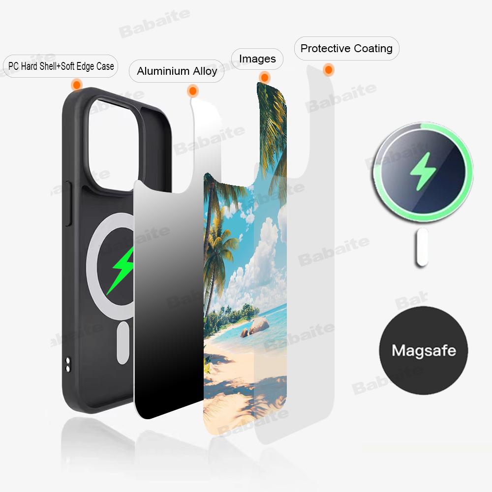 Sea Tropical Palm Trees Beach Phone Magnetic Case For IPhone 16 14 13 12 11 15 Pro Max Plus For Magsafe Wireless Charge Cover