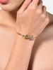 Pink & Green Cubic Zirconia Peacock Inspired Bangle Style Brass Kada For Women