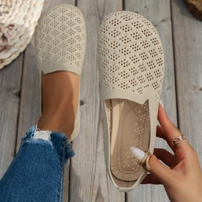 Zapatos Perezosos Más Vendidos Cómodos Transpirables Tejido Calado Punta Redonda Planos Sin Cordones