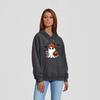 Women's O-neck Long Sleeve Halloween Printed Top Solid Color Hoodie