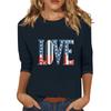Women's Print Round Neck Top With Three Quarter Sleeves T-Shirt Three Quarter Sleeves T-Shirt