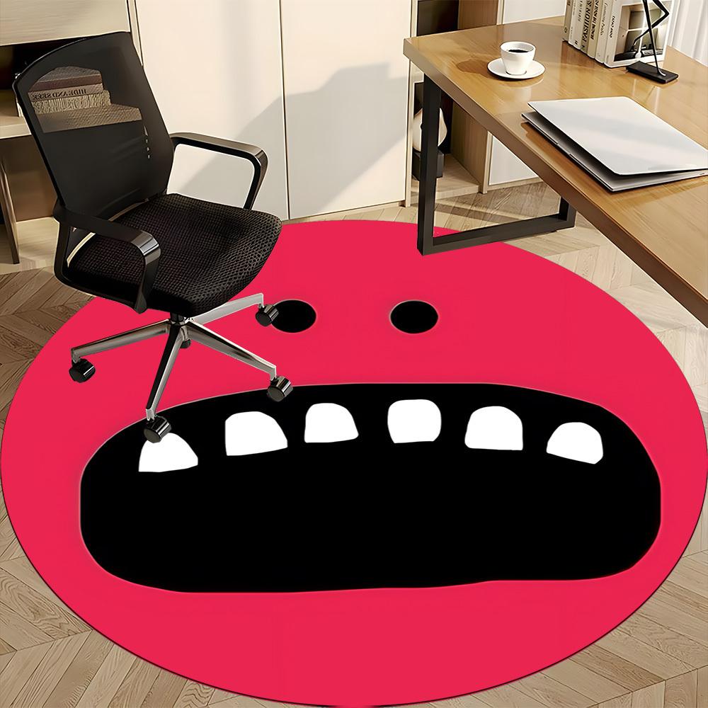 1pc Smile Teeth Office Round Area Rug, Under Office Chairs Bedroom Living Room Home Decor, Room Deco