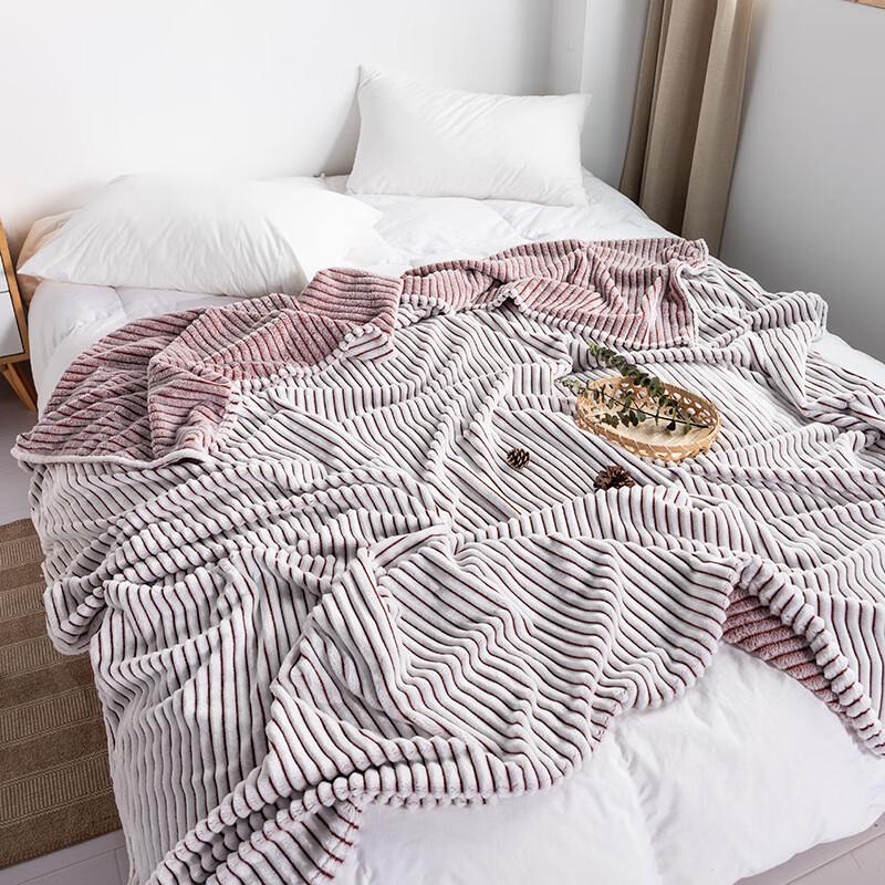 OEING Striped Flannel Blanket