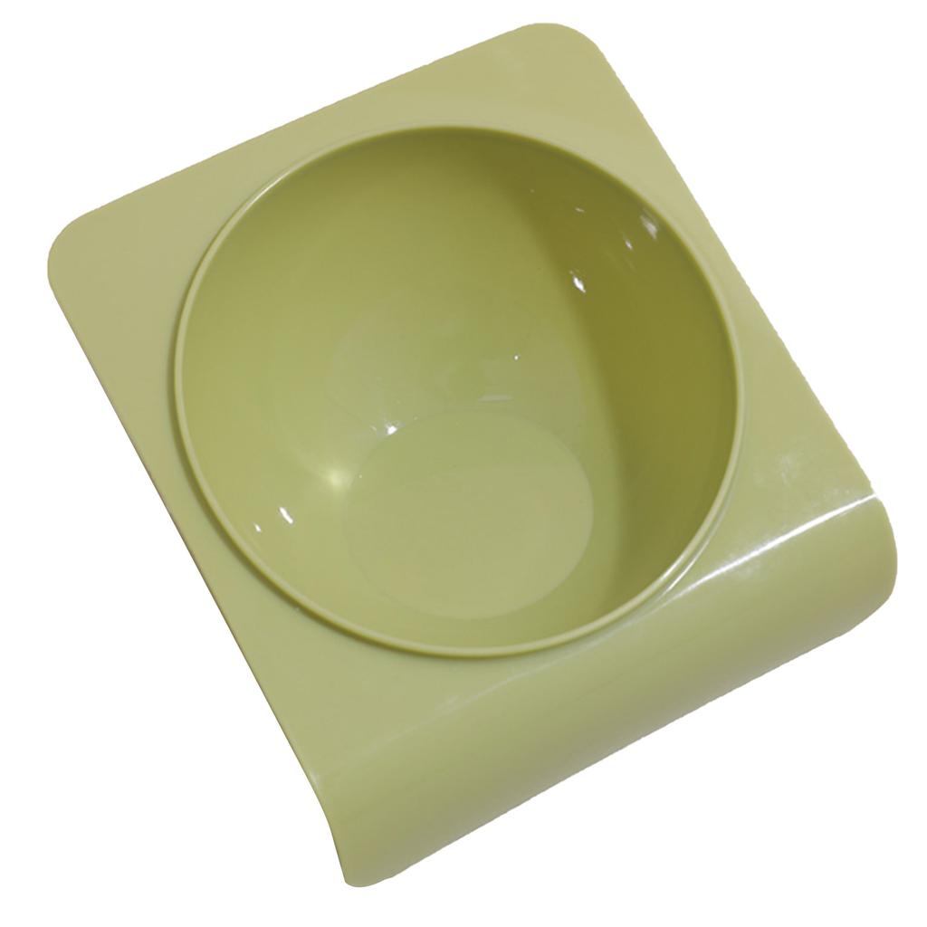 Cat Bowl Tilted Simple Style Refreshing Color Smoothly Odorless Plastic Pet Food Bowl Grass Green