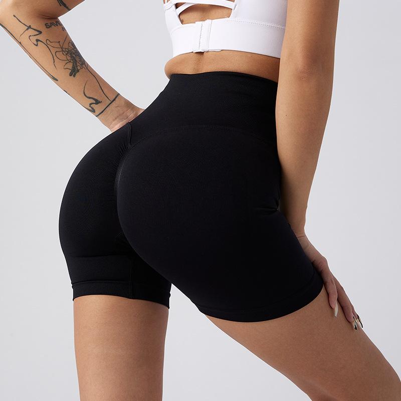 

Sports shorts New high waist hip lift fitness pants women s sports belly riding leggings peach hip yoga three-point shorts S size (within 50kg) чёрный