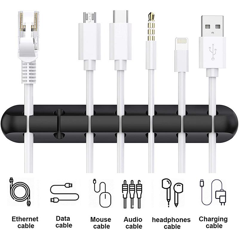 Silicone Cable Protector & Organizer: Self-adhesive Desktop & Car Clip Winder for Cables