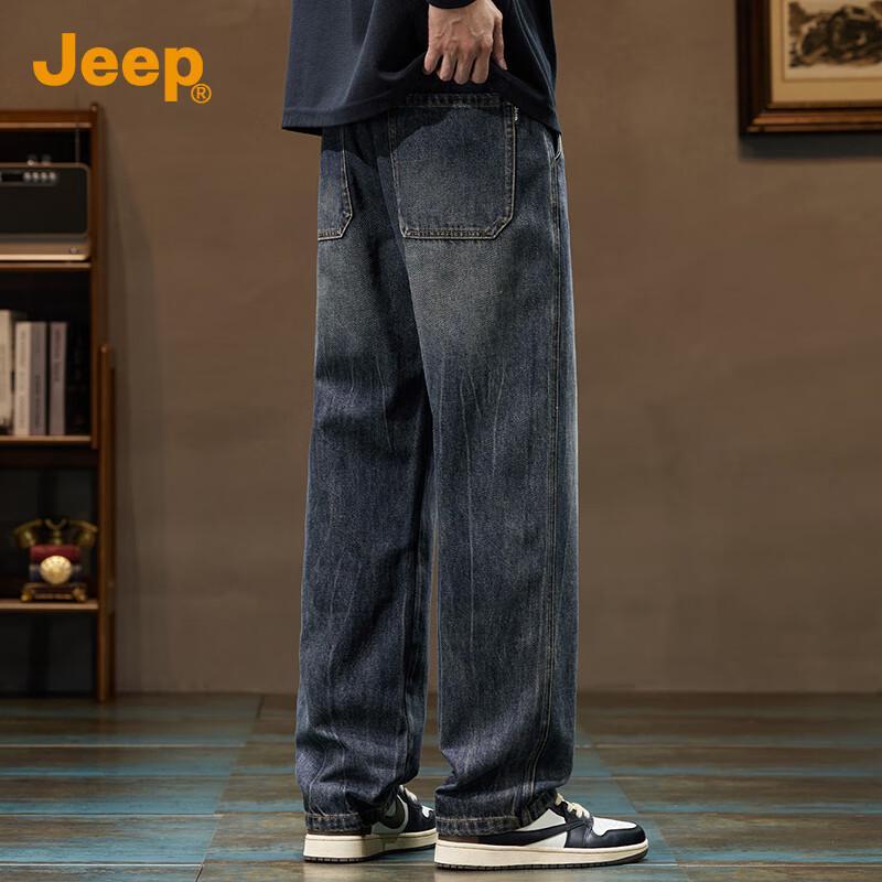 

Jeep Мужские удобные джинсы из хлопка высокой плотности широкого прямого кроя в стиле кэжуал 40