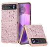 For Motorola Razr 40 5G PU Leather+PC Glitter Phone Case Nano Electroplating Scratch Proof Cover