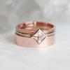 Sanjie Rose Gold Square Diamond Women's Fashion Ring Set