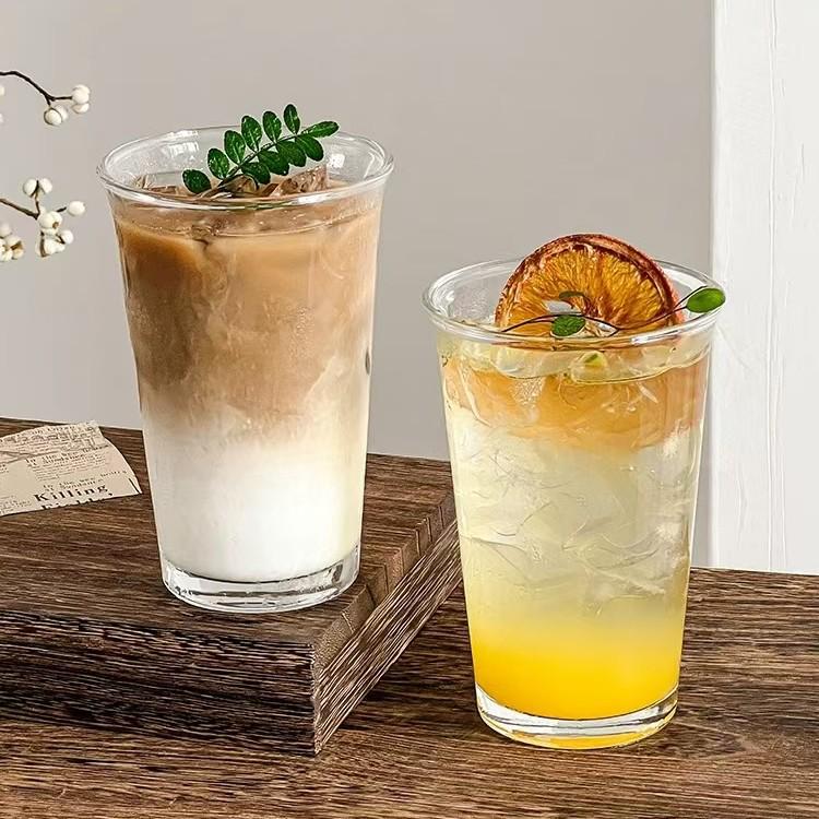 Durable High-Temperature Resistant Glass Cup for Coffee, Beverages, Milkshakes, and Breakfast, Explosion-Proof and Anti-Spill Design.