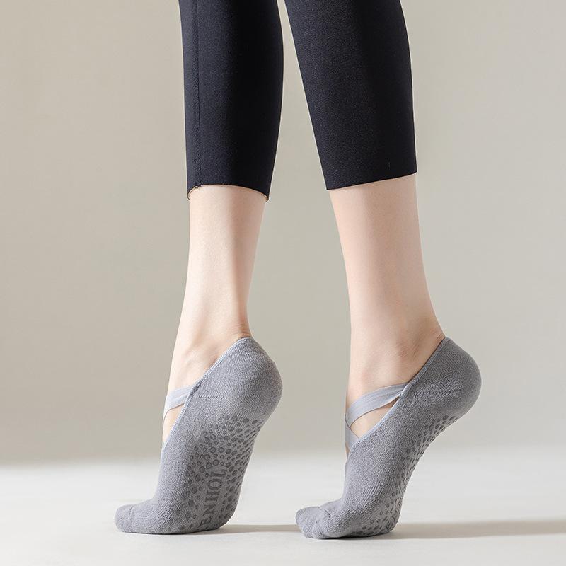 Yoga Socks Women Cotton Silicone Non-slip Pilates Grip Towel No-Show Barre Sock