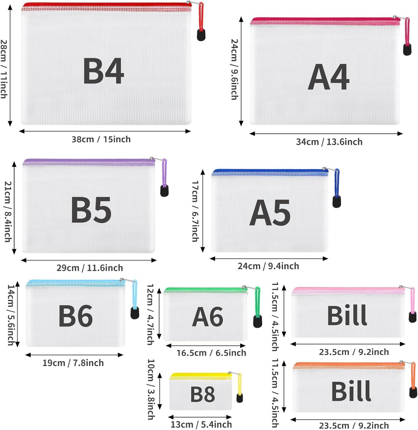 A3 A4 A5 A6 B4 B5 Waterproof Transparent PVC Mesh Organize Office School Travel Storage Mesh Document Zipper File Bag (as the picture,A4)