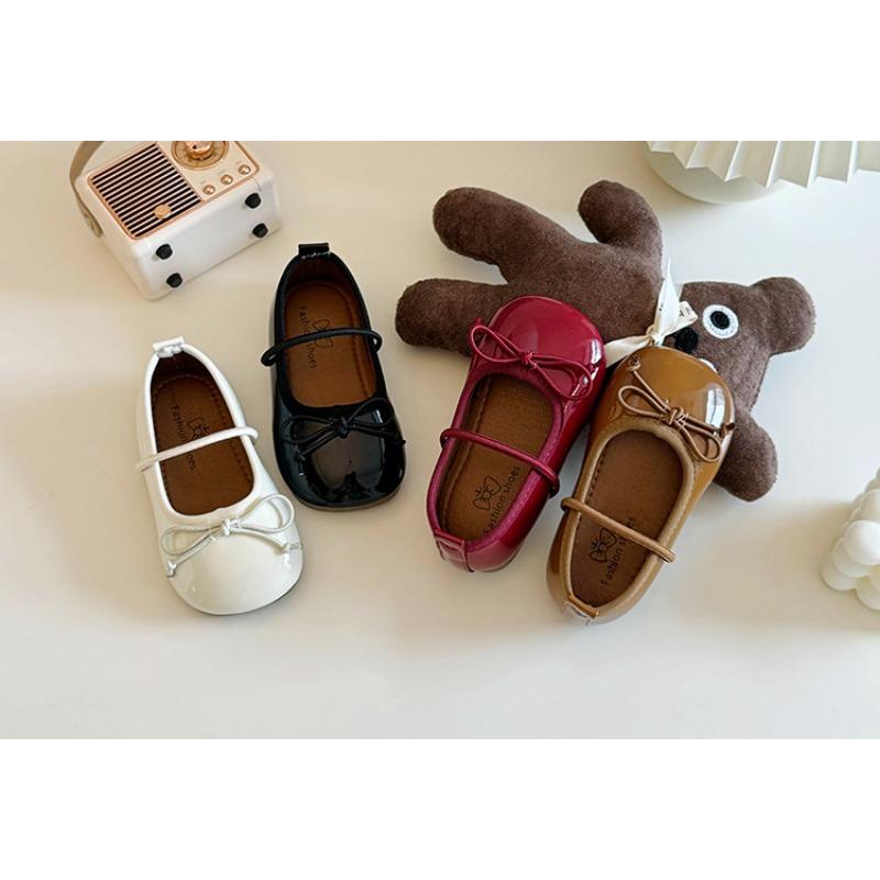 Girls Korean Style Bow Decorated Princess Leather Shoes