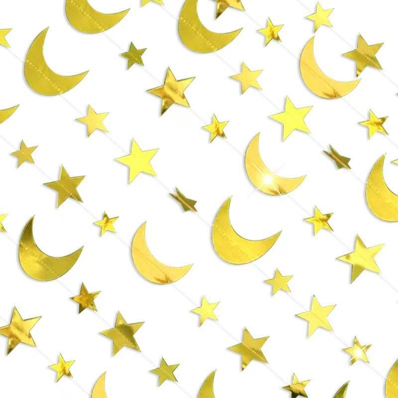 Gold Star & Moon Party Decorations - Hanging Backdrop for Weddings