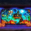 2D Door Banner 2D Flat Gothic Moonlight Skull Castle - UV Glowing Halloween Garage Door Banner