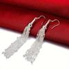 Long String Sassel Earrings Silvery Color Alloy Eardrop Accessory for Daily Occasions Perfect Jewelry  For Women Causal Decor