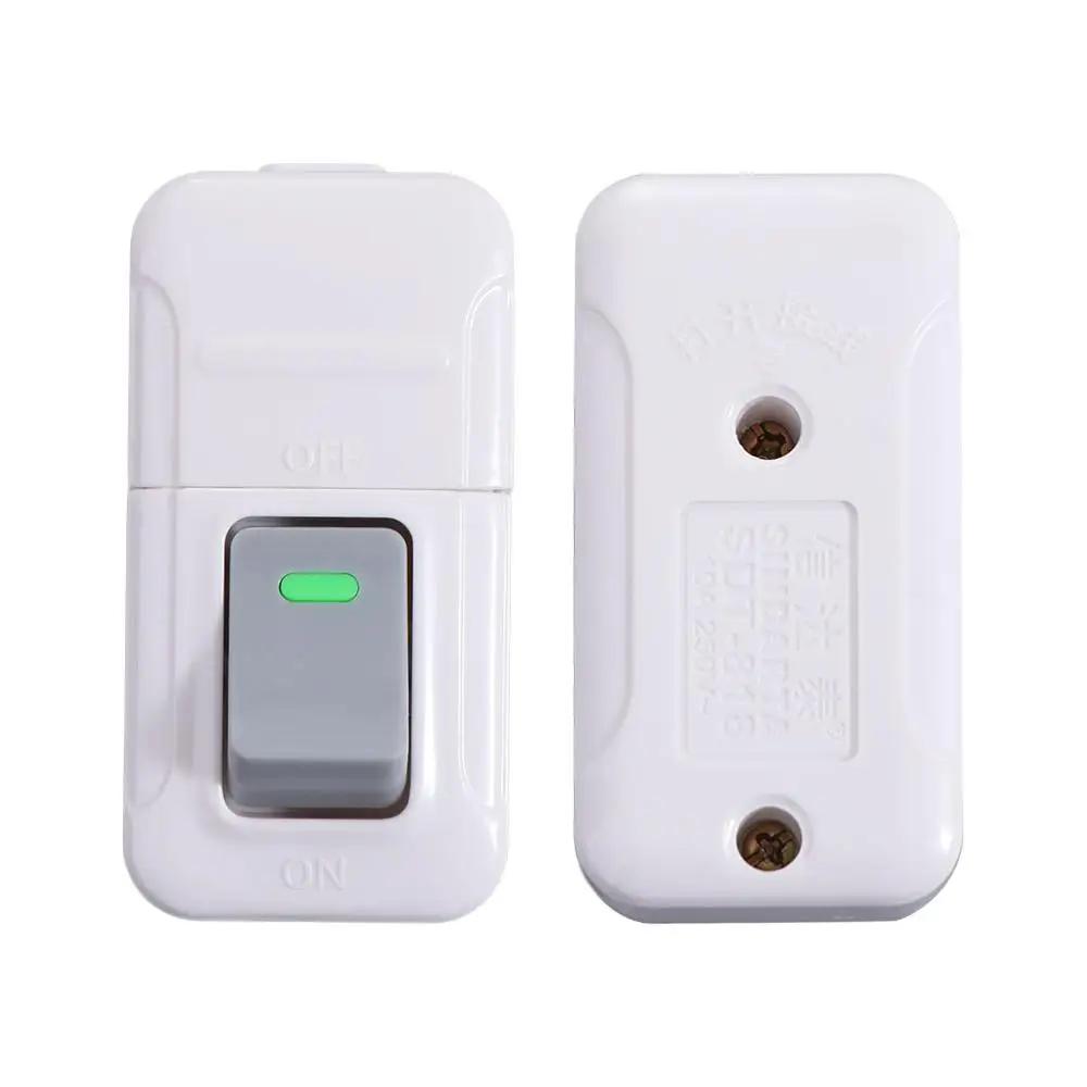 Inline on/Off White Push Button Switch Plastic Square Light Switch Convenient Wiring Switch Table Led Lights
