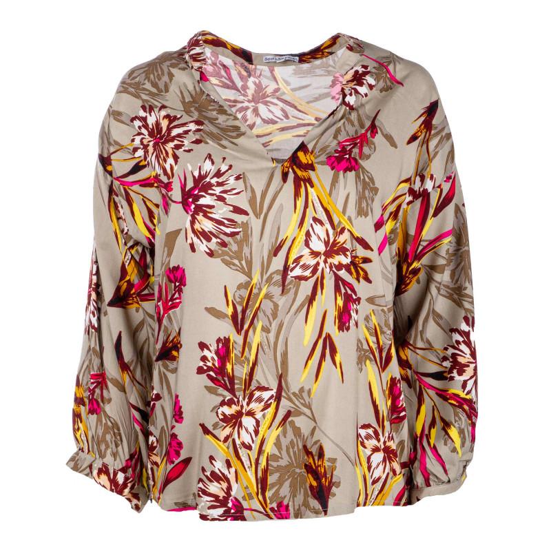 

BEST MOUNTAIN Женский топ с длинными рукавами и V-образным вырезом в цветочек