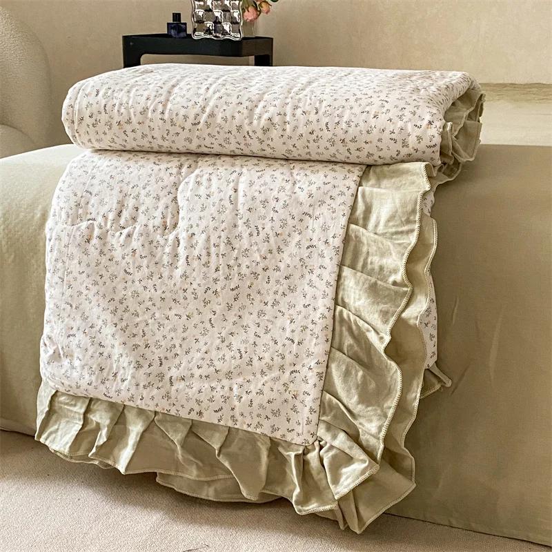 Summer Quilt - Double Layer Cotton Lace, Thin & Breathable, Fluffy Comforter For Bedroom Decor (Comfortable)