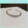 Minimalist Zircon Round Open Cuff Bracelet For Women Korean Style Fine Jewelry 2024