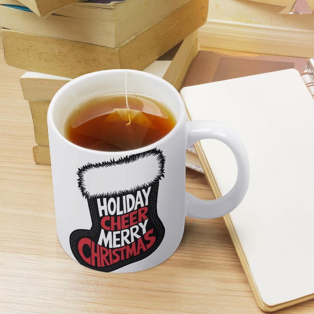 11oz White Glossy Mug with Printed Area on Both Sides and Smooth Grip, Perfect for Everyday Coffee Rituals at Home or Workplace