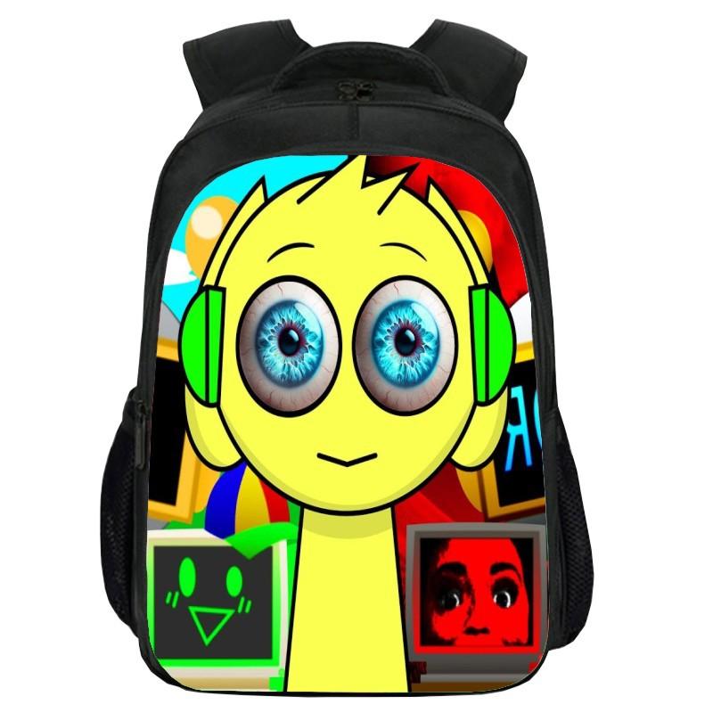 Printed Rhythm Box Sprunki Double-Layer Schoolbag, Cartoon Diy Student Computer Backpack, Backpack For Men