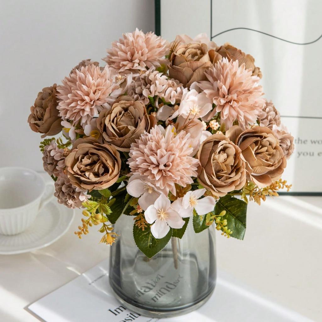 1/3PCS Artificial Flowers Silk Ball Chrysanthemum Peony Home Room Wedding Bridal Bouquet Decor Valentine Outdoor Yard Garden DIY