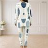 Women Plus Size Printed Half Zip Long Sleeve Longline Top And Fitted Pants Two Piece Set