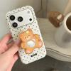 Magnetic Mirror iPhone Case with Korean Style Polka Dot Bear Heart Design (Compatible with iPhone 17, 16 Pro Max, 15, 14)
