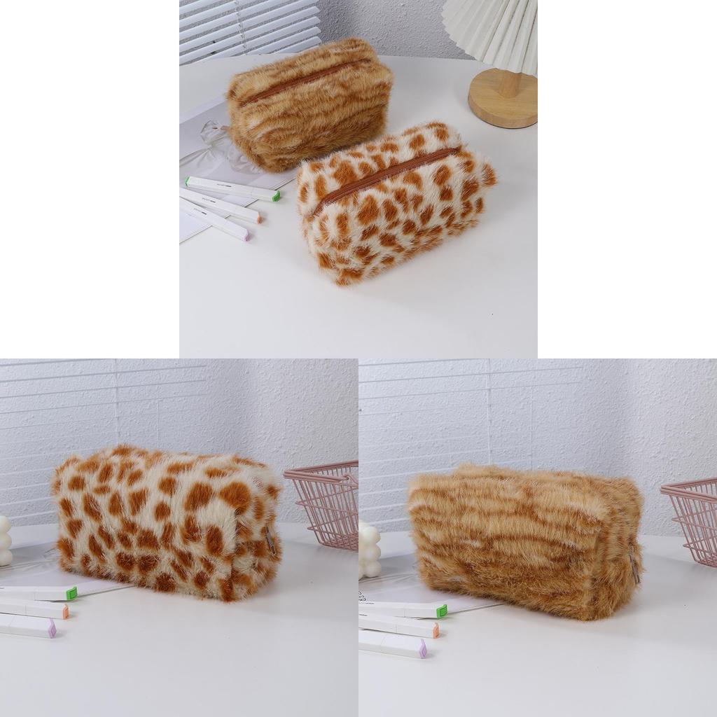Plush Student Pen Case With Large Capacity For Travel And Makeup Storage