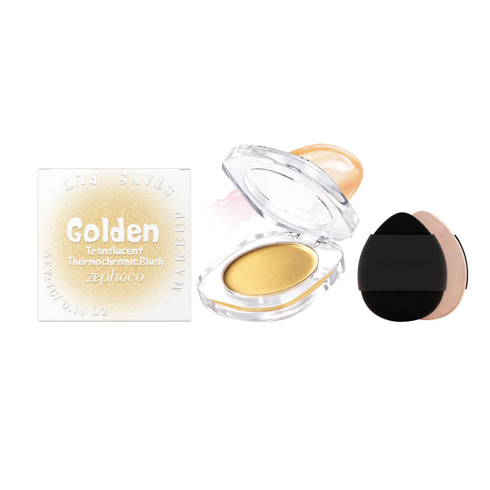 Zephoco Gold-Infused Color-Changing Blush: Soft, Moisturizing, Silky Smooth, Natural Reddish Hue, Perfect for Daily Use.