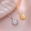 Women's Japanese & Korean Style Rotating Zircon Flower Necklace - Niche Design Titanium Steel Clavicle Chain