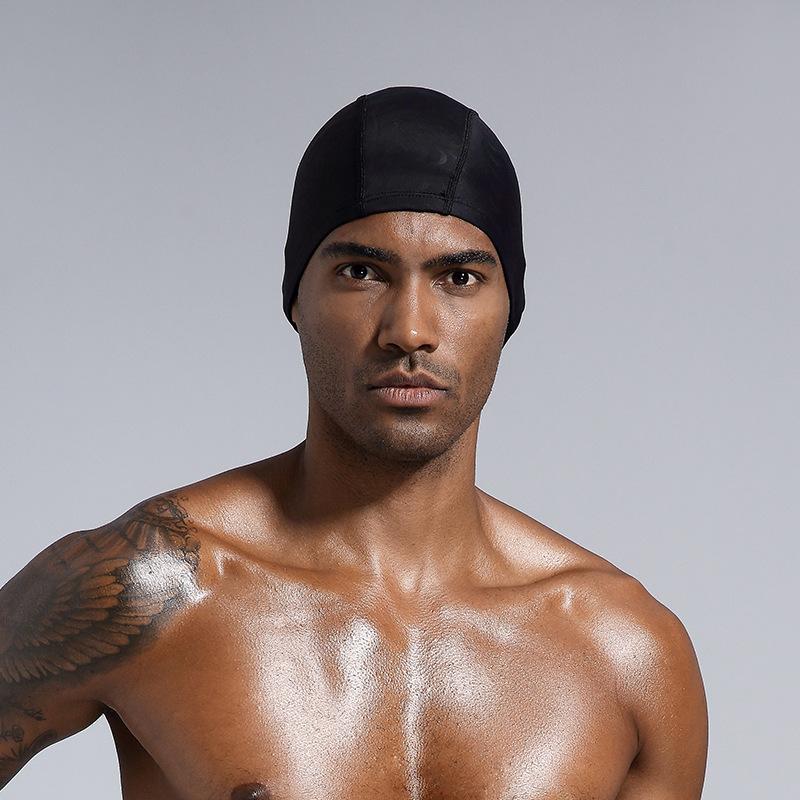 1Pc Black Swim Cap Large Size Comfortable Nylon Elastic Ear Protection Swimming Hat for Men Women Swimming Training Accessories